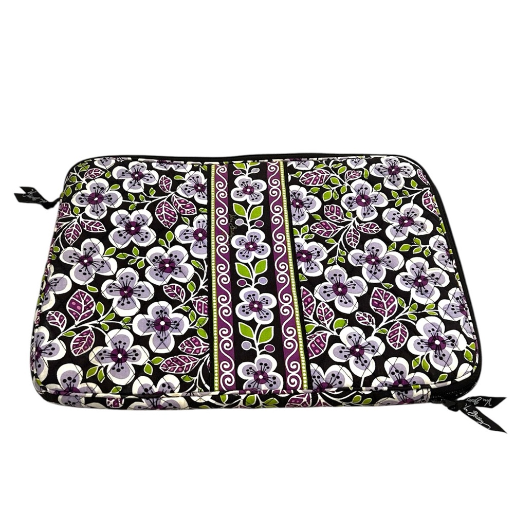 Vera Bradley Plum Petals Quilted Zip Laptop Sleeve Protective Cover Retired Rare - Picture 2 of 8